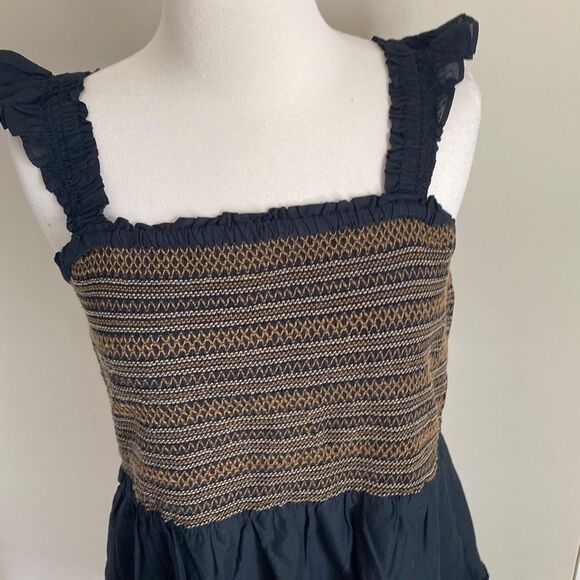 J. Crew Factory Smocked tiered mini dress‎ Black Size M NWT - Picture 4 of 9